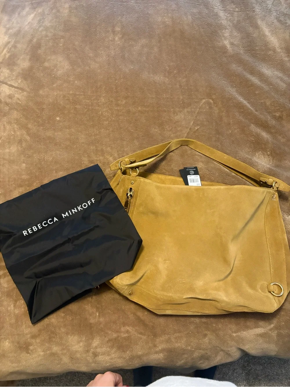Rebecca Minkoff Camel Suede Shoulder Hobo Bag NWT - Picture 4 of 6